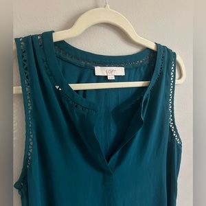 Teal LOFT Sleeveless Cutout Blouse, Size S